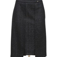 CHANEL Black Skirt Tweed RUNWAY Iridescent Classic Cruise 2011 Sz 44