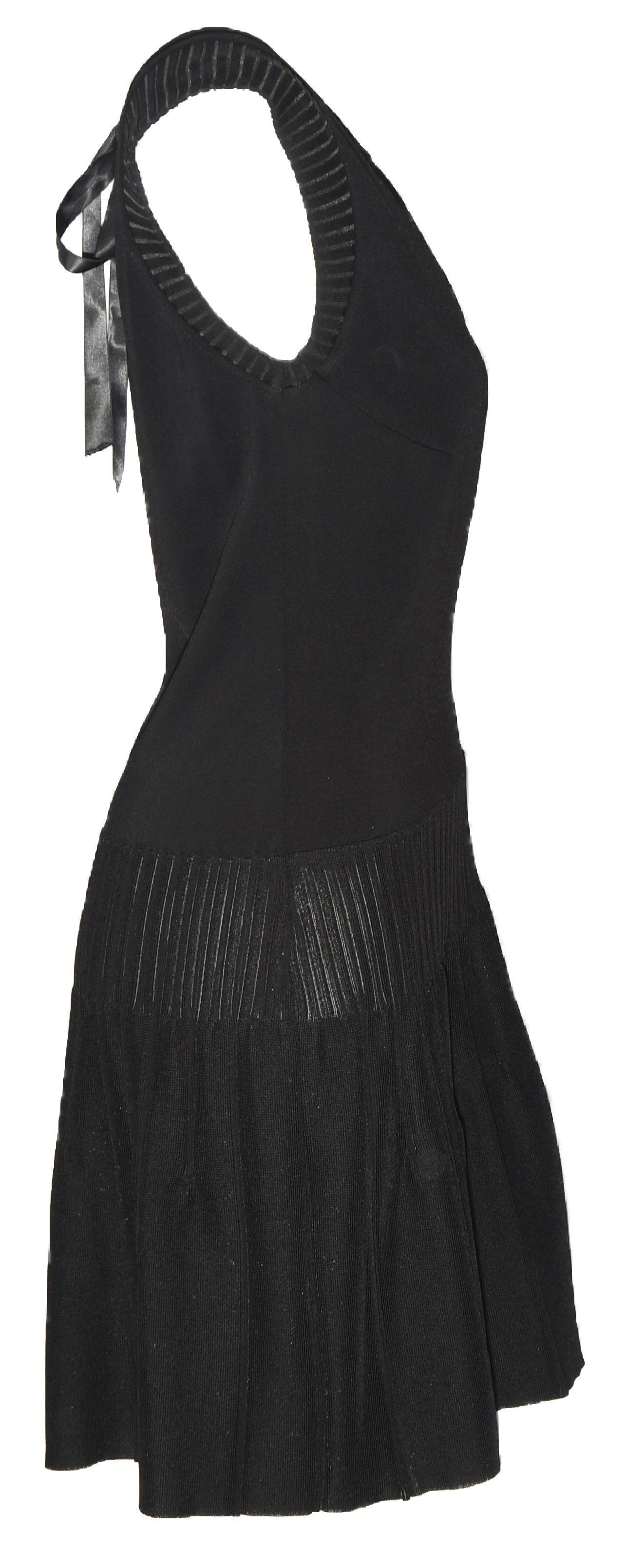 Chanel Black Sleeveless Dress with Peek a Boo V Back 46 In Excellent Condition For Sale In Palm Beach, FL