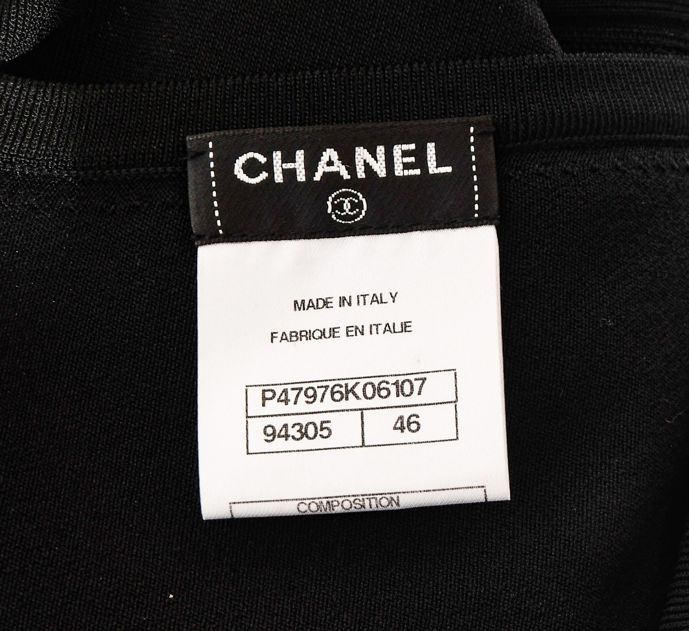 Women's Chanel Black Sleeveless Dress with Peek a Boo V Back 46 For Sale