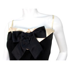Chanel Black Sleeveless Dress With Satin Pink & Bow Detail circa 1990s