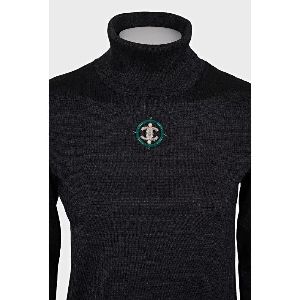Pull à col roulé slim noir de Chanel - Taille 36 Bon état - En vente à Krakow, PL