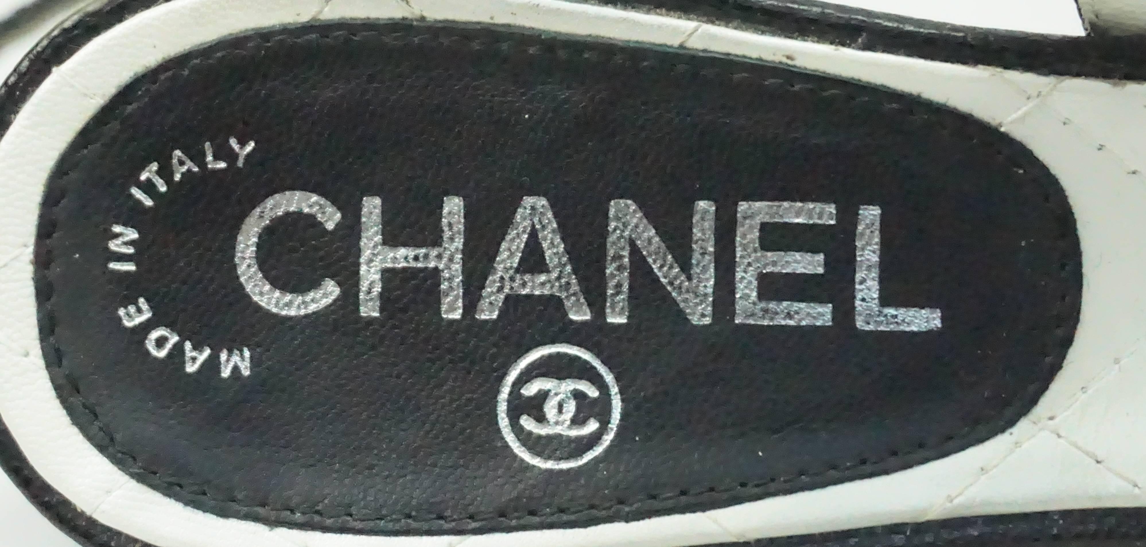 Women's Chanel Black Slingback Heel w/ CC Pearl Heel - 36.5