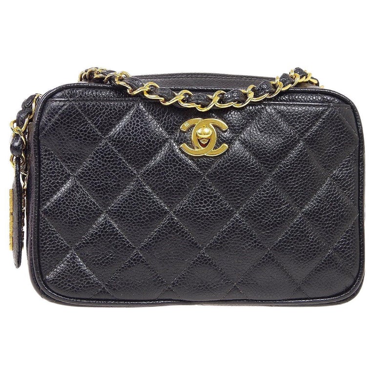 CHANEL Black Small Caviar Leather Gold Small Camera Evening Shoulder Bag For Sale at 1stDibs CHANEL Black Small Caviar Leather Gold Small Camera Evening Shoulder Bag For Sale at 1stDibs