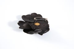 Chanel Black Small silk satin Camélia Brooch