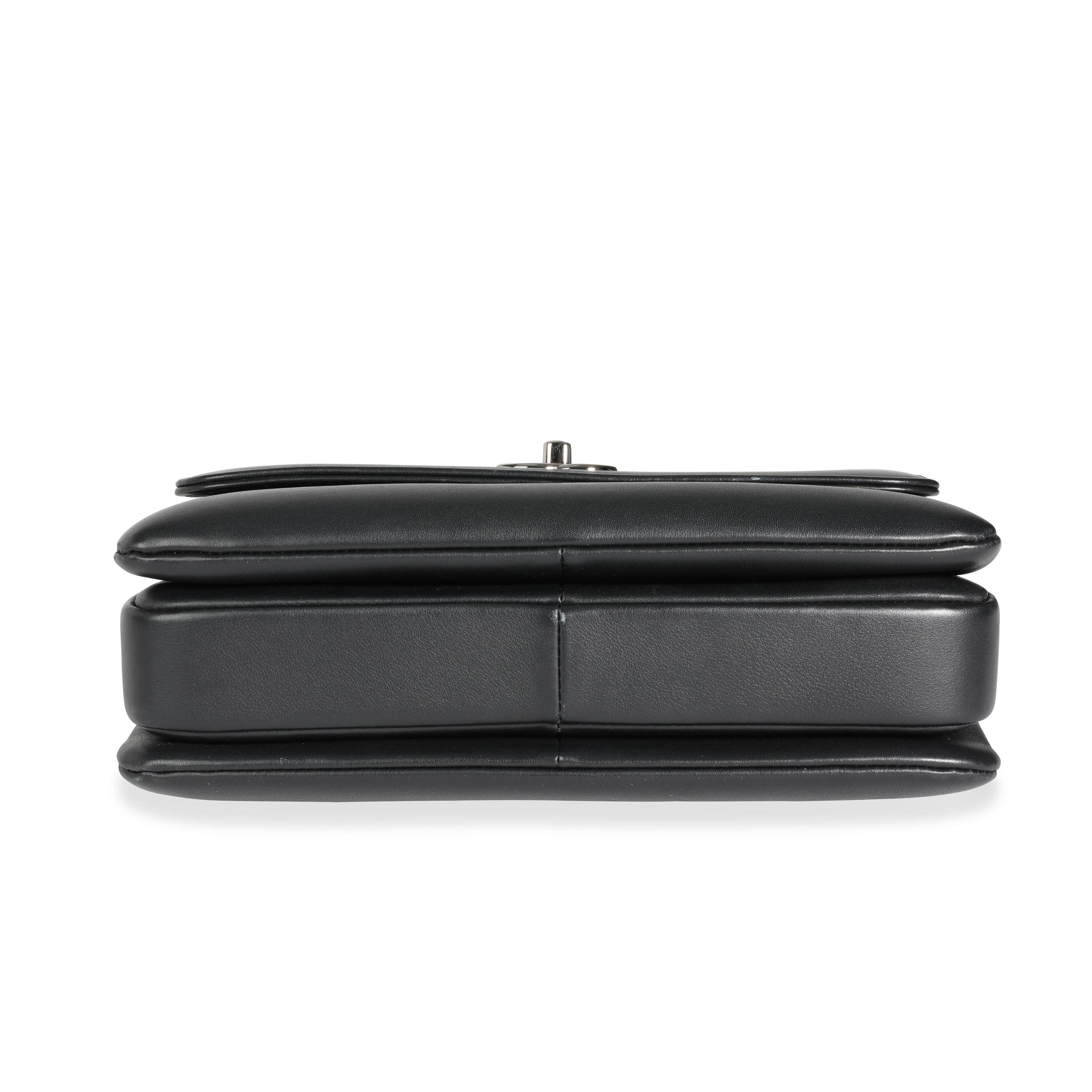 Chanel Black Smooth Calfskin Small Trendy CC Top Handle Flap Bag In Good Condition In New York, NY