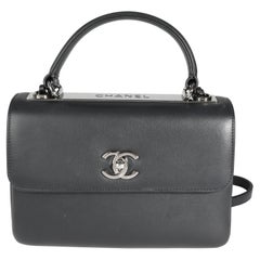 Chanel Black Smooth Calfskin Small Trendy CC Top Handle Flap Bag