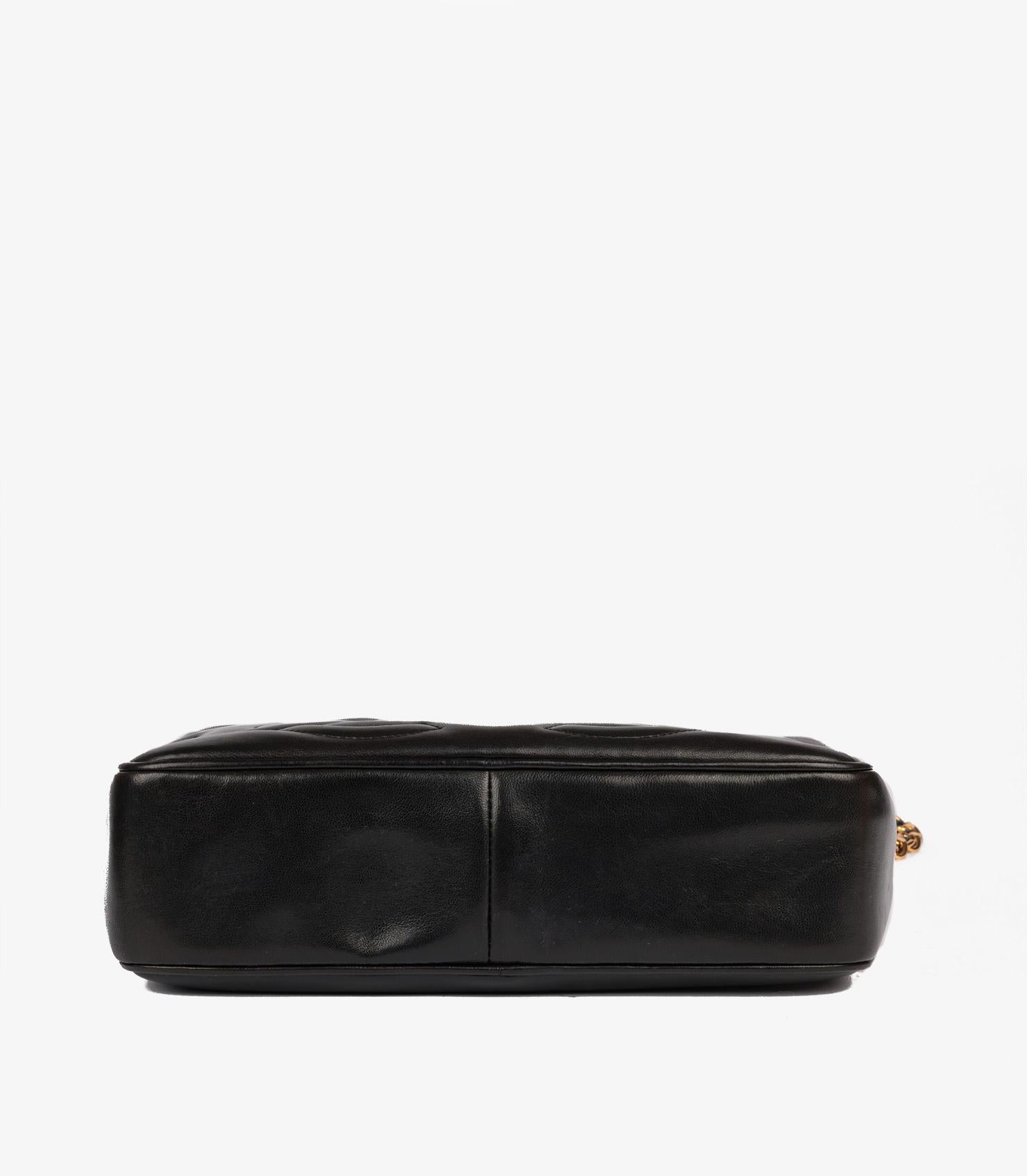 Chanel Black Smooth Lambskin Leather Vintage Small Fringe Timeless Camera Bag en vente 1