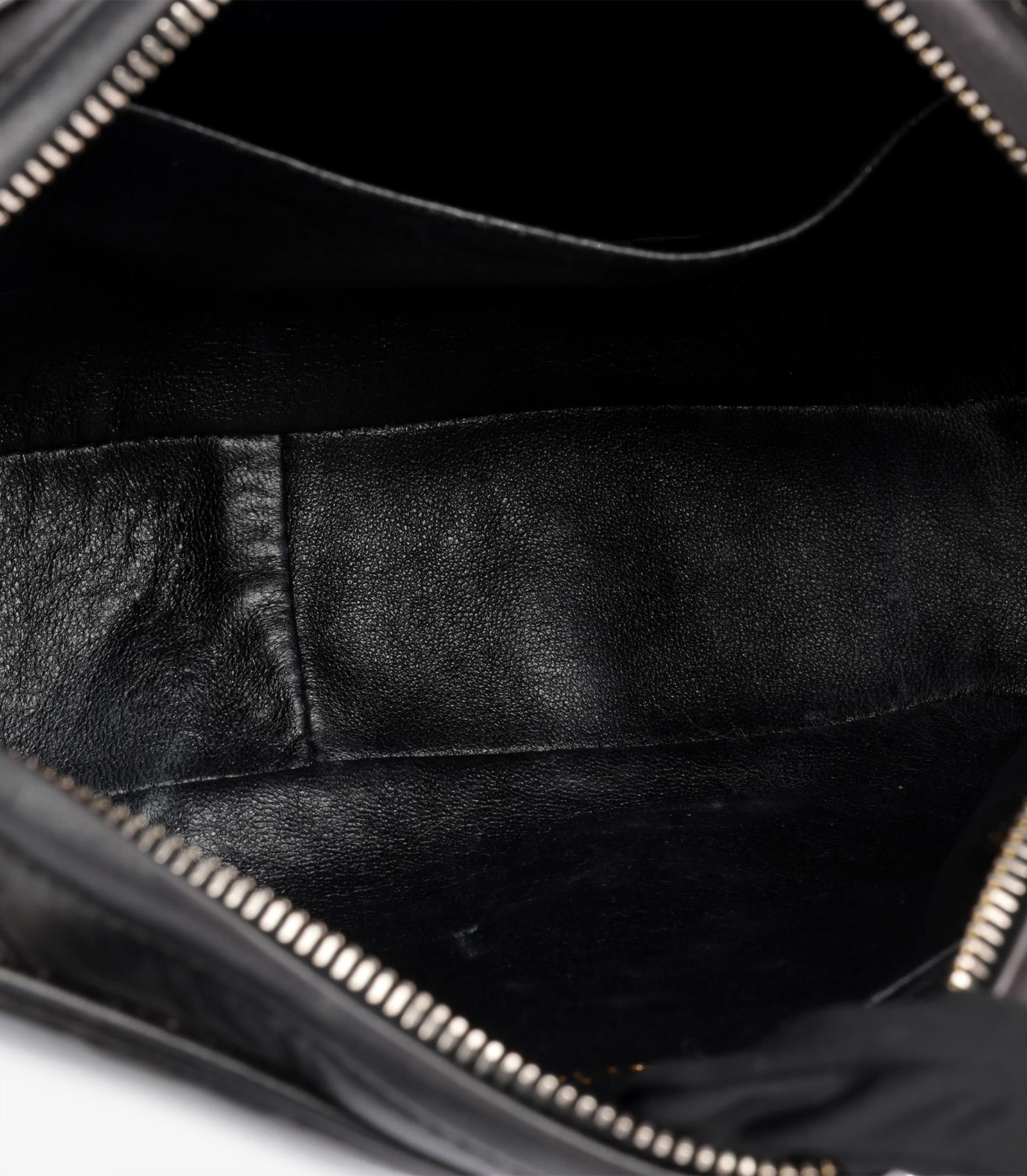 Chanel Black Smooth Lambskin Leather Vintage Small Fringe Timeless Camera Bag en vente 5