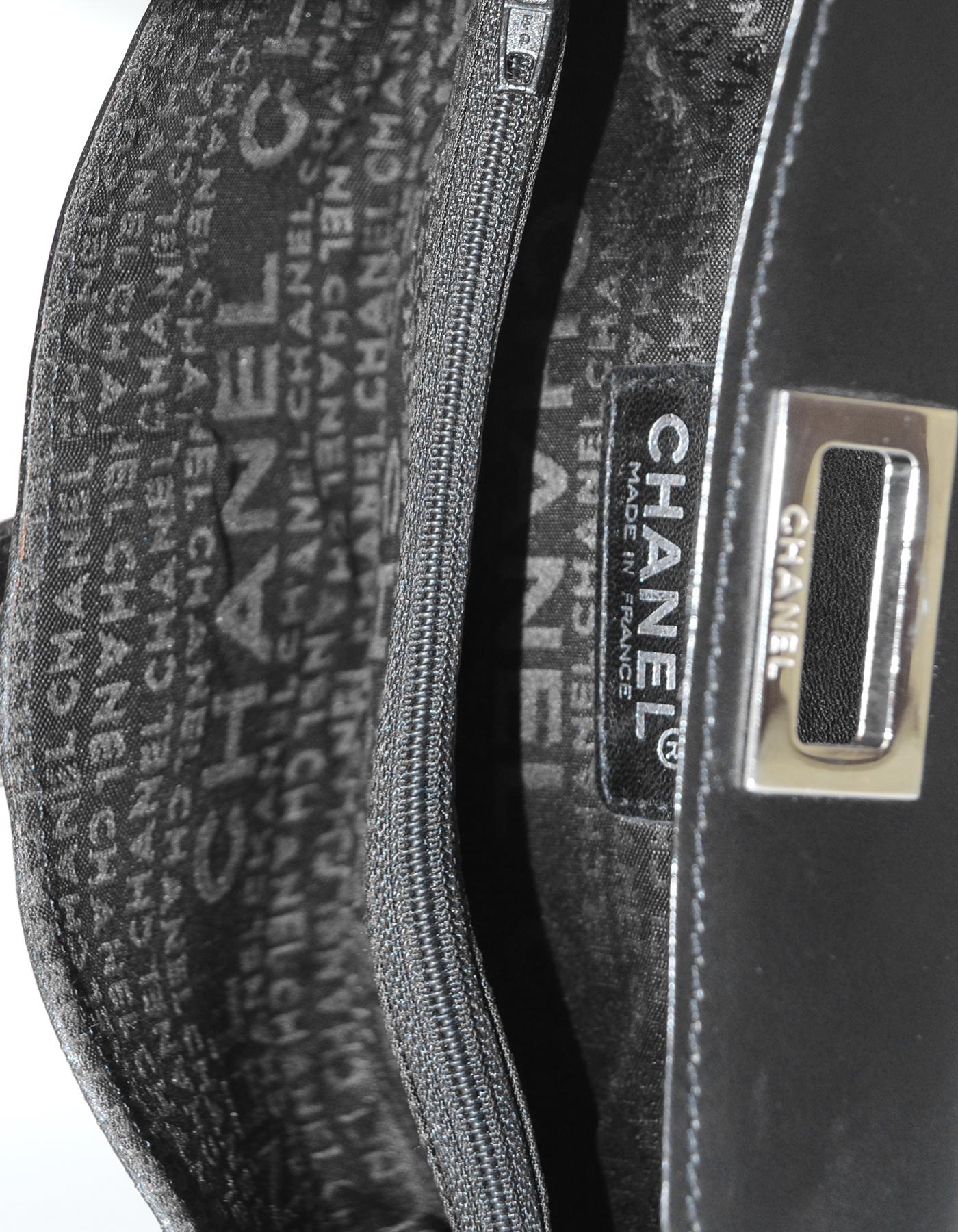 Chanel Black Smooth Leather 2.55 Reissue Lock Belt Bag w/ Chain 5