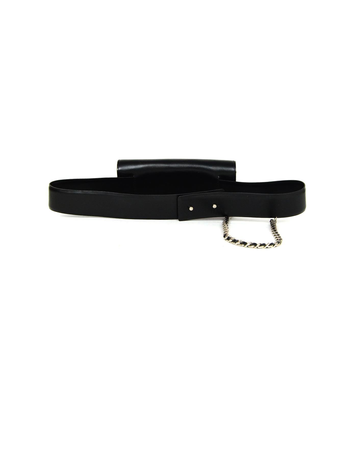 Chanel Black Smooth Leather 2.55 Reissue Lock Belt Bag w/ Chain 7