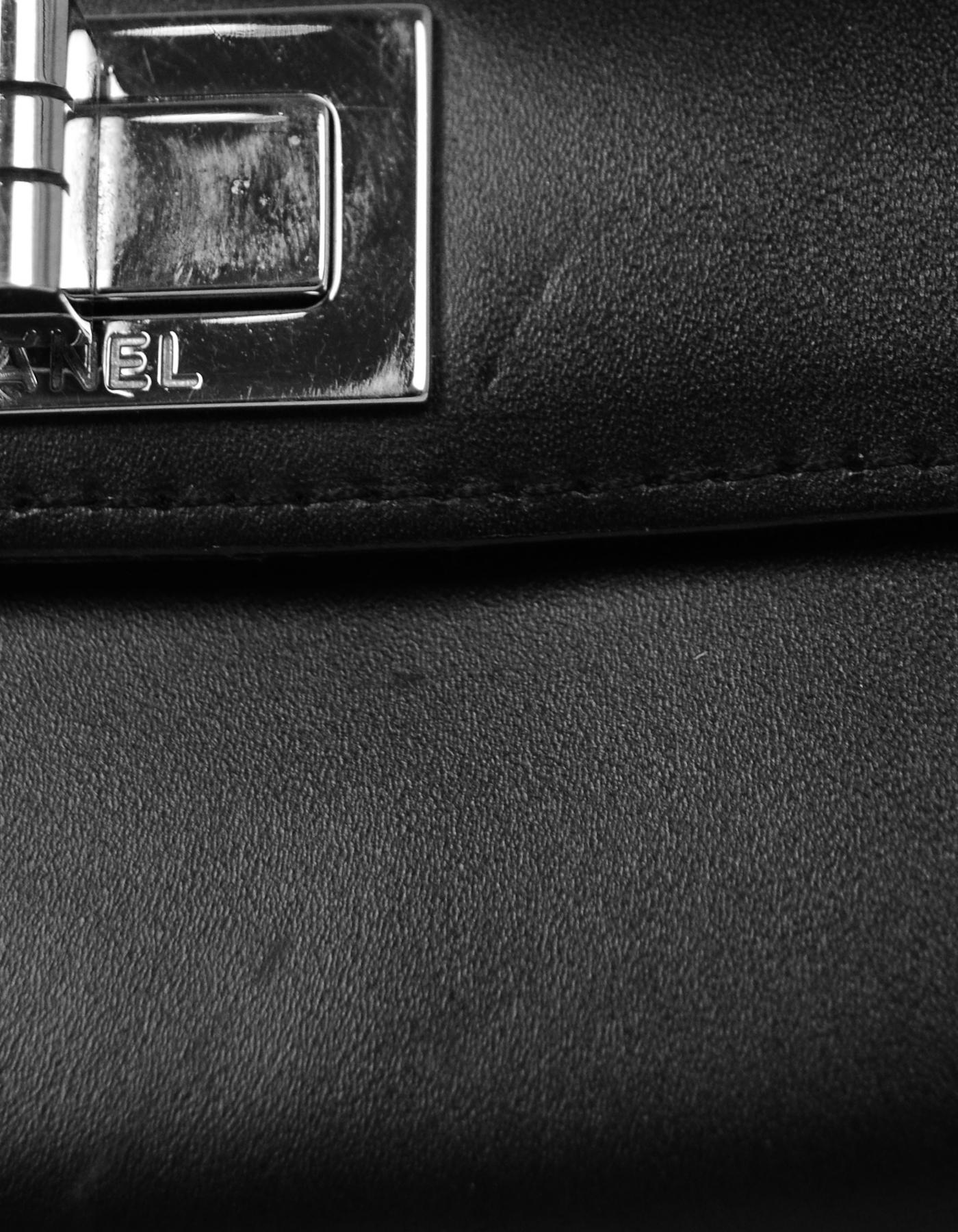 Chanel Black Smooth Leather 2.55 Reissue Lock Belt Bag w/ Chain 3