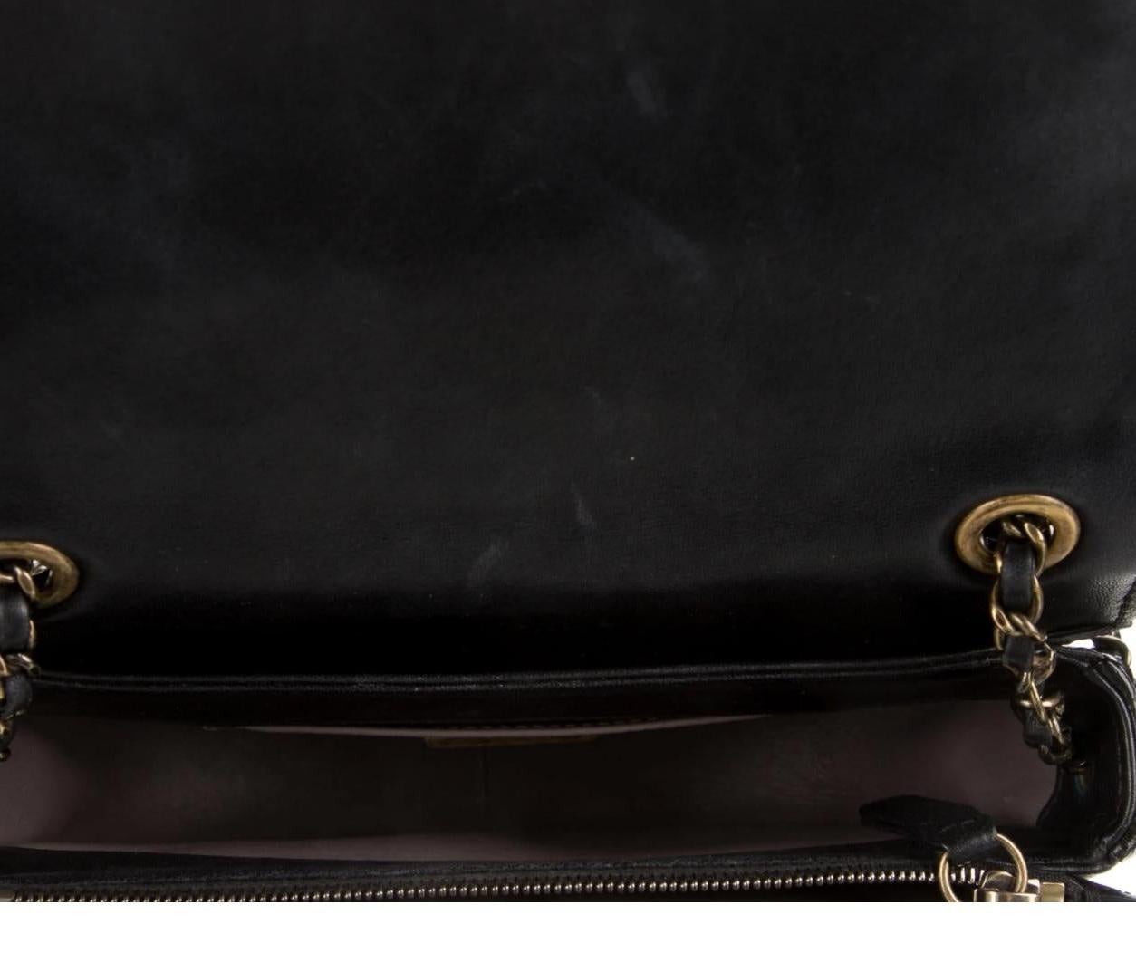 Women's Chanel Black Snakeskin Exotic Leather CC Small Top Handle Satchel Shoulder Bag 