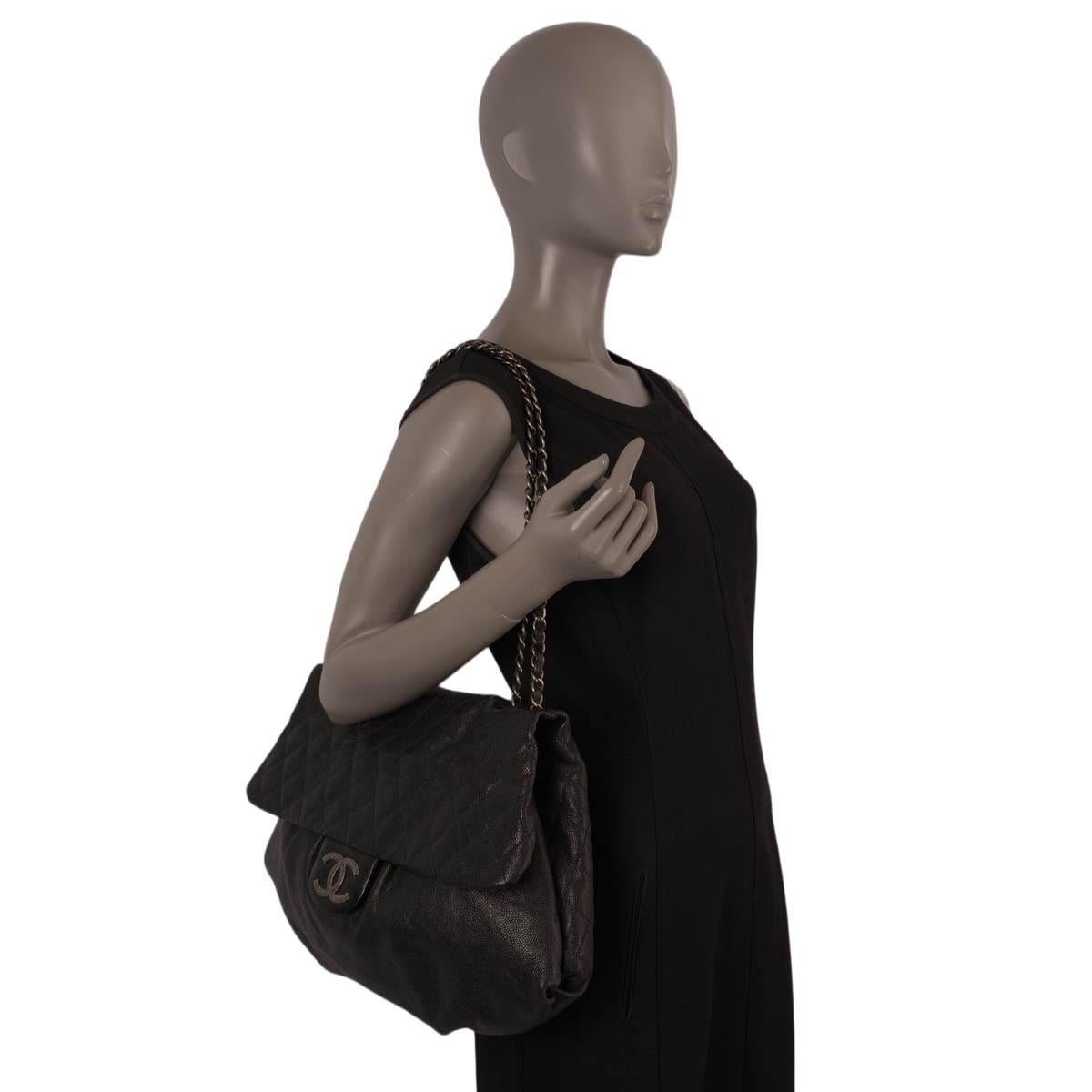 CHANEL black Soft Caviar leather MAXI ELASTIC FLAP Shoulder Bag 7