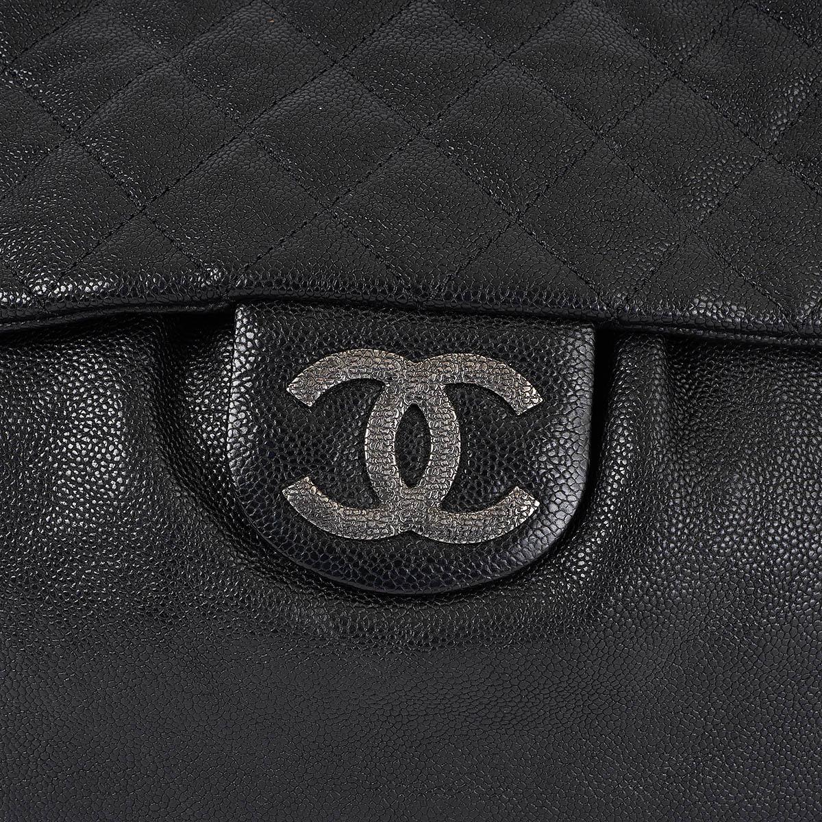 CHANEL black Soft Caviar leather MAXI ELASTIC FLAP Shoulder Bag 3
