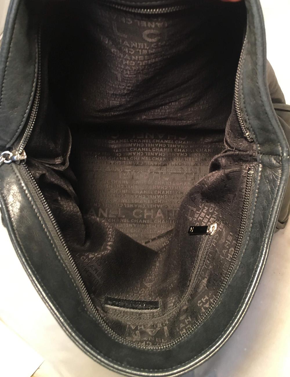 Women's Chanel Black Soft Lambskin Leather Fold Over Shoulder Bag