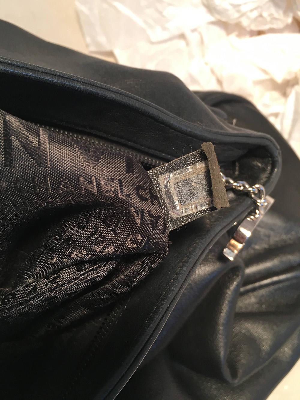 Chanel Black Soft Lambskin Leather Fold Over Shoulder Bag 2