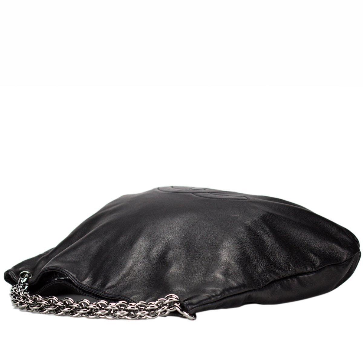 Women's Chanel Black Soft Lambskin Leather Hobo Tote For Sale