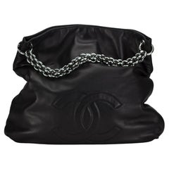 Chanel Black Soft Lambskin Leather Hobo Tote