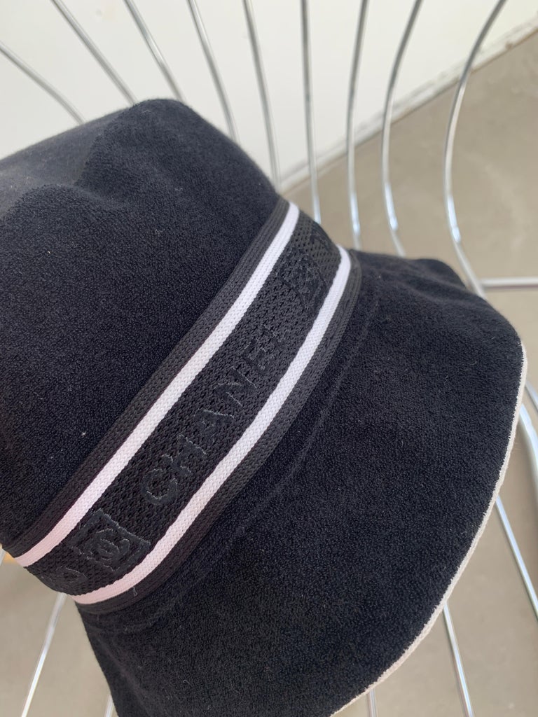 Chanel Black Sport Line CC Logo Bucket Hat Y2K For Sale at