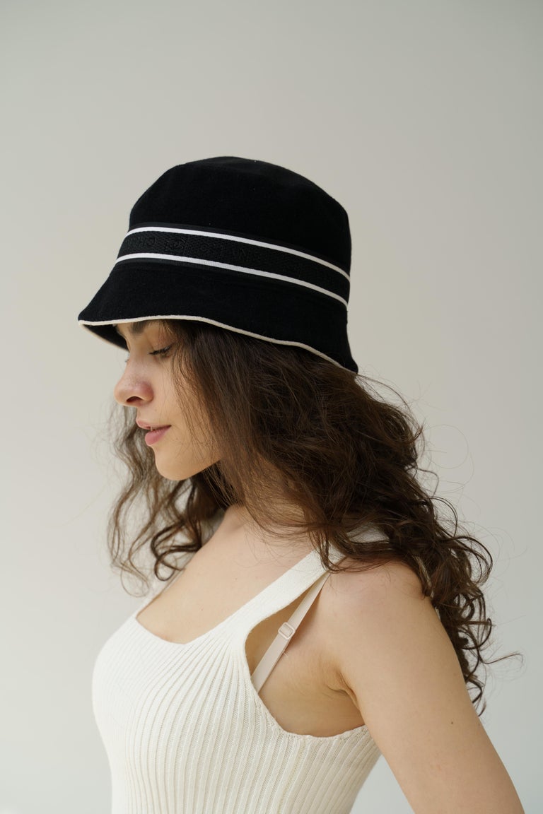 Chanel Black Sport Line CC Logo Bucket Hat Y2K For Sale at  display picture 3