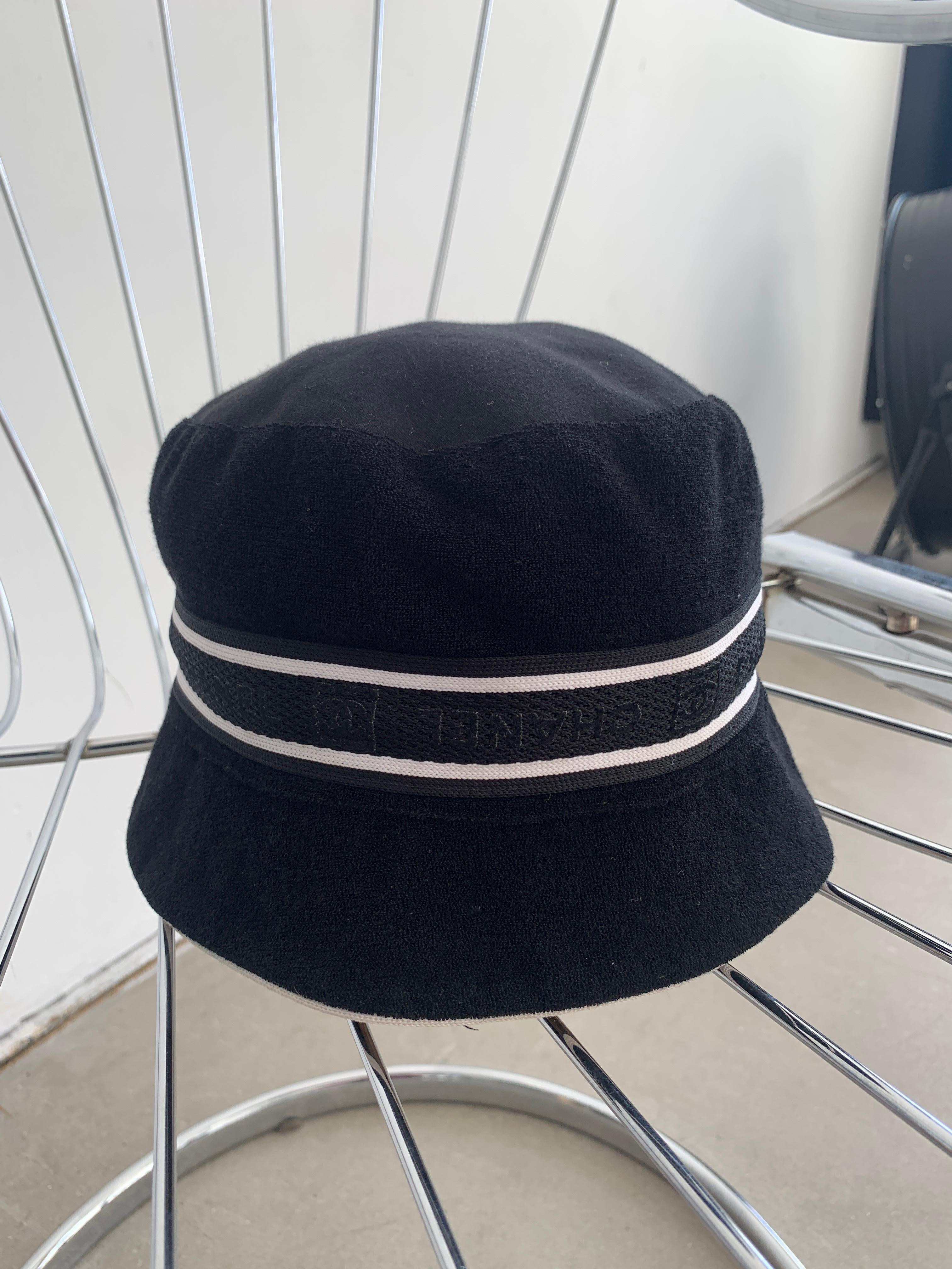 Chanel Black Sport Line CC Logo Bucket Hat Y2K For Sale 4