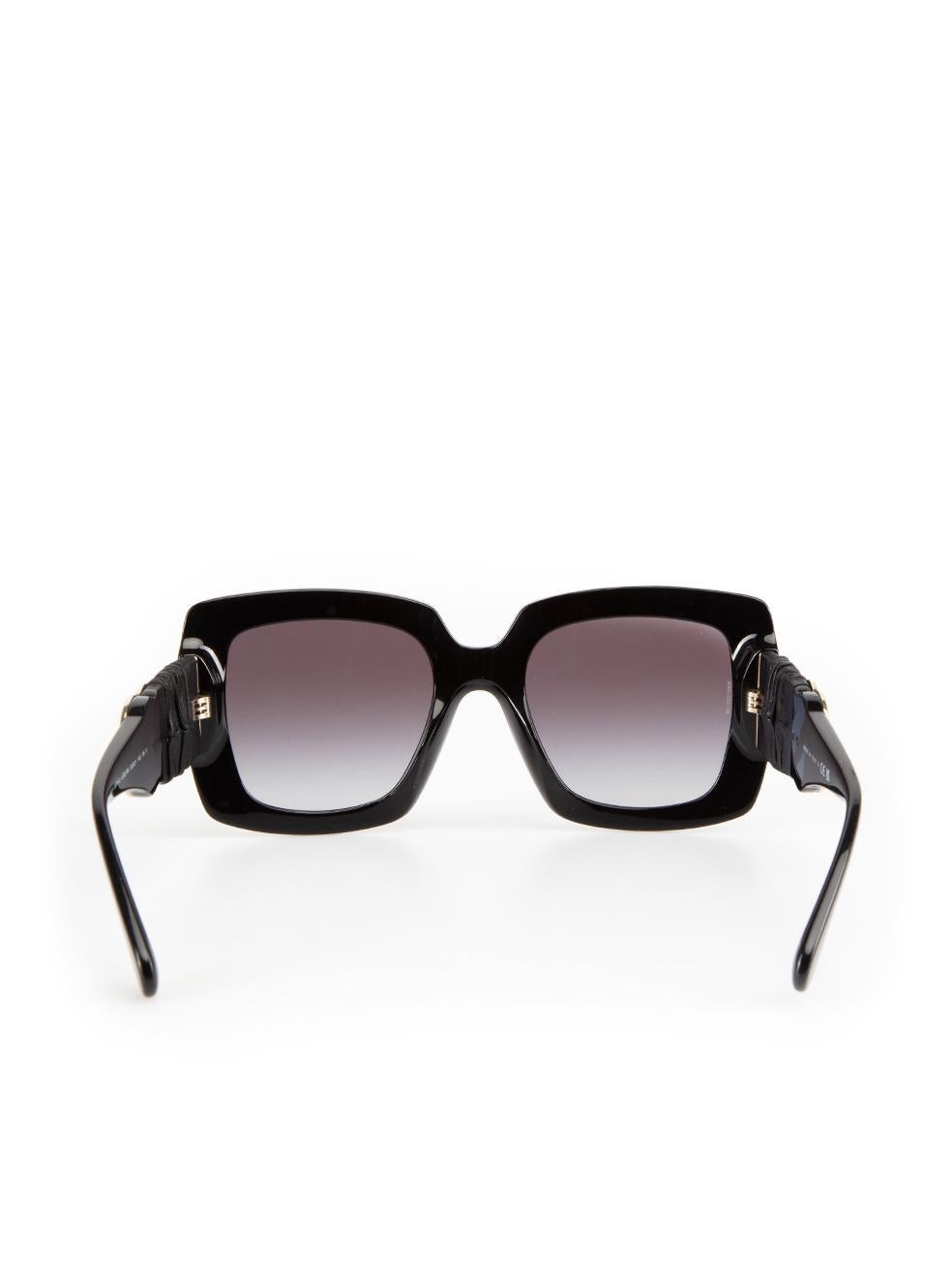 Women's Chanel Black Square Leather Detail Arms Sunglasses For Sale