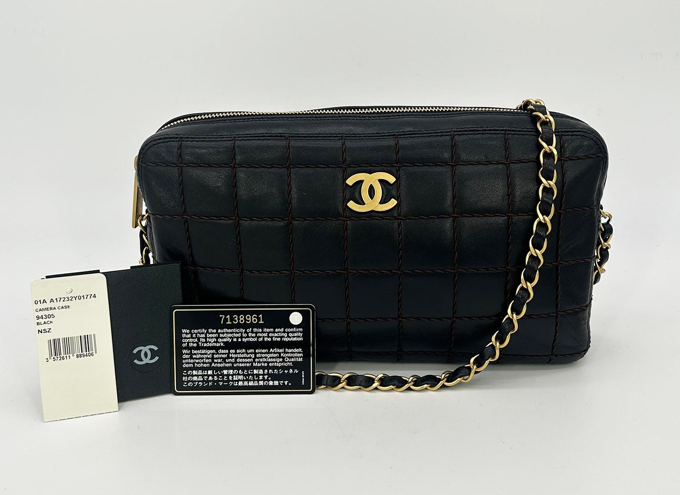 Chanel Black Square Quilted East West Chocolate Bar Bag 8