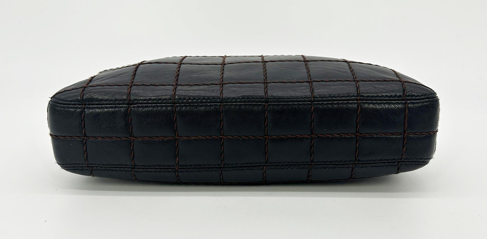 Women's Chanel Black Square Quilted East West Chocolate Bar Bag