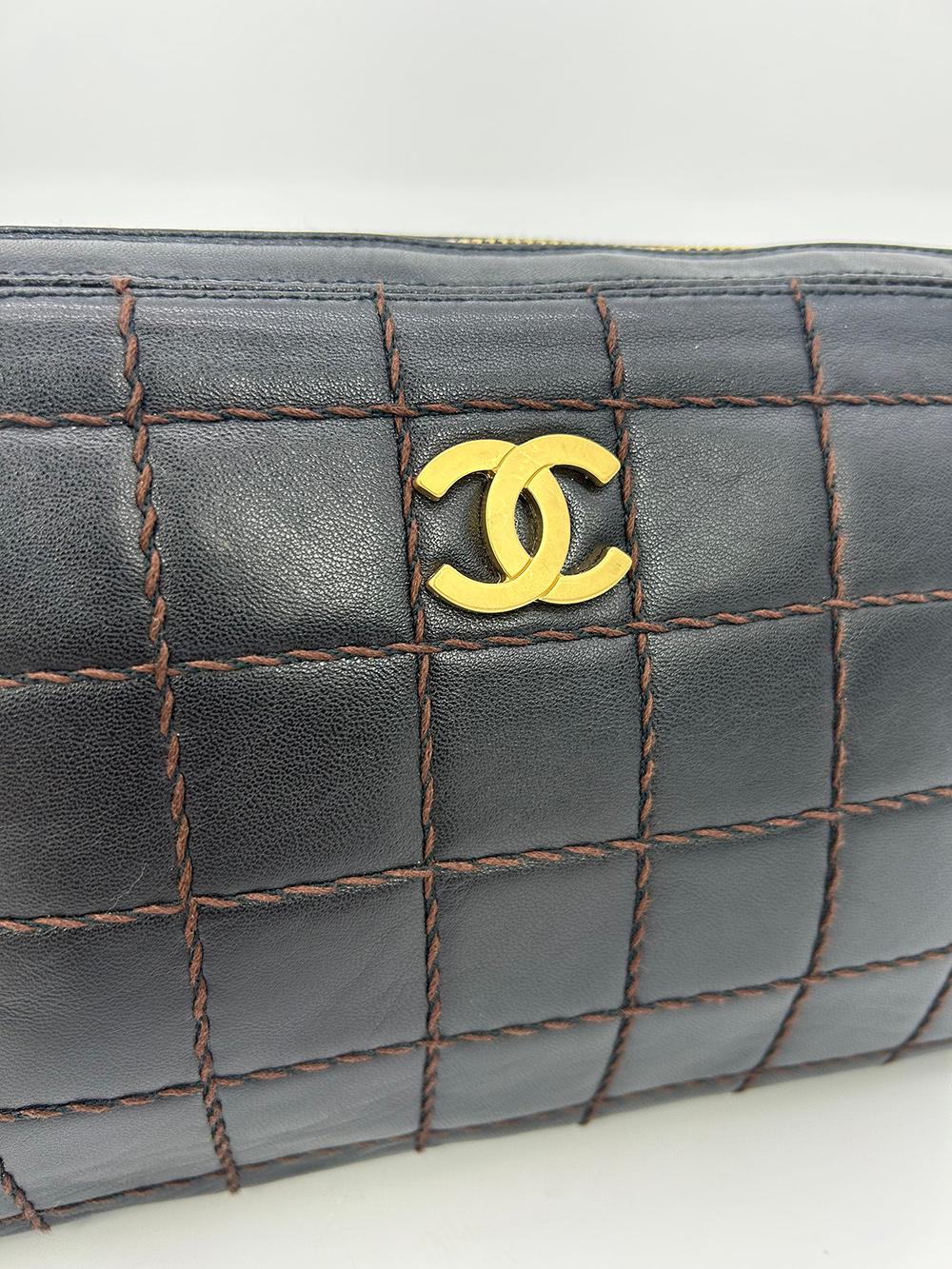 Chanel Black Square Quilted East West Chocolate Bar Bag 1