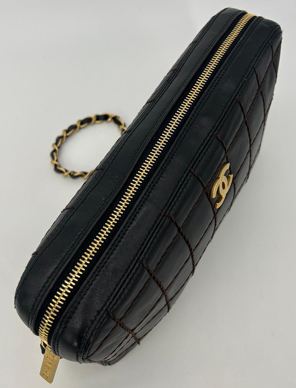 Chanel Black Square Quilted East West Chocolate Bar Bag 3