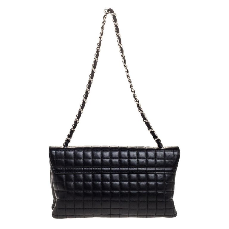 Chanel Black Square Quilted Leather Camellia No.5 Shoulder Bag