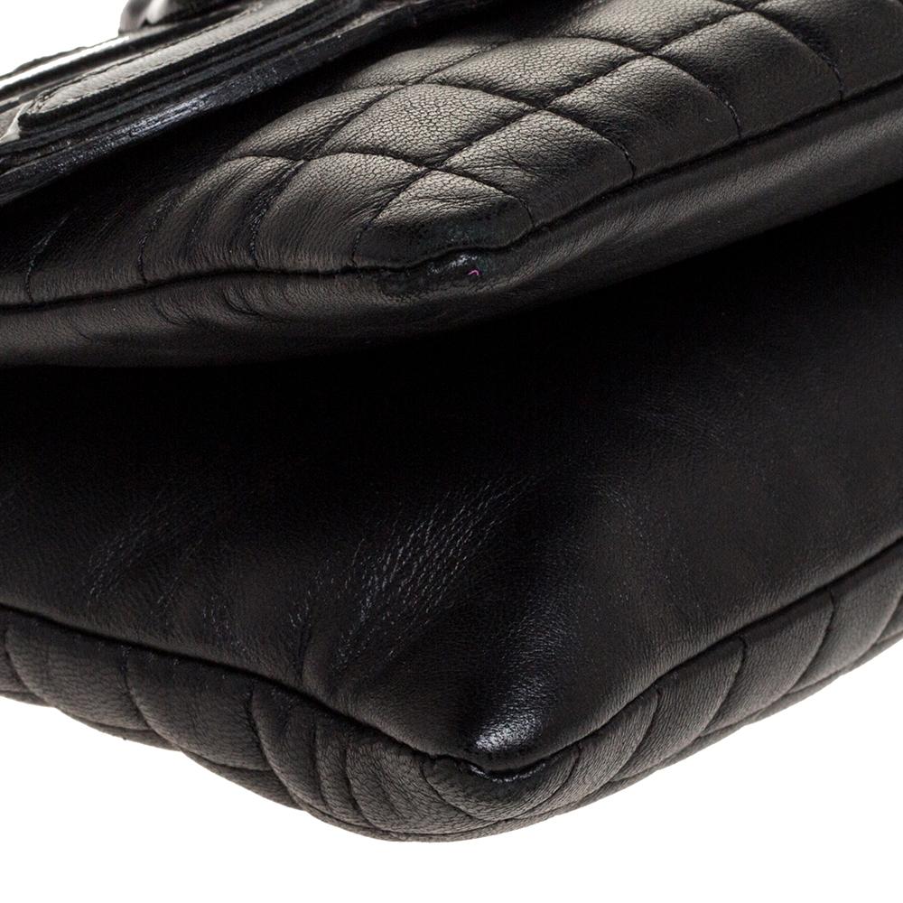 Chanel Black Square Quilted Leather Camellia No.5 Shoulder Bag 1
