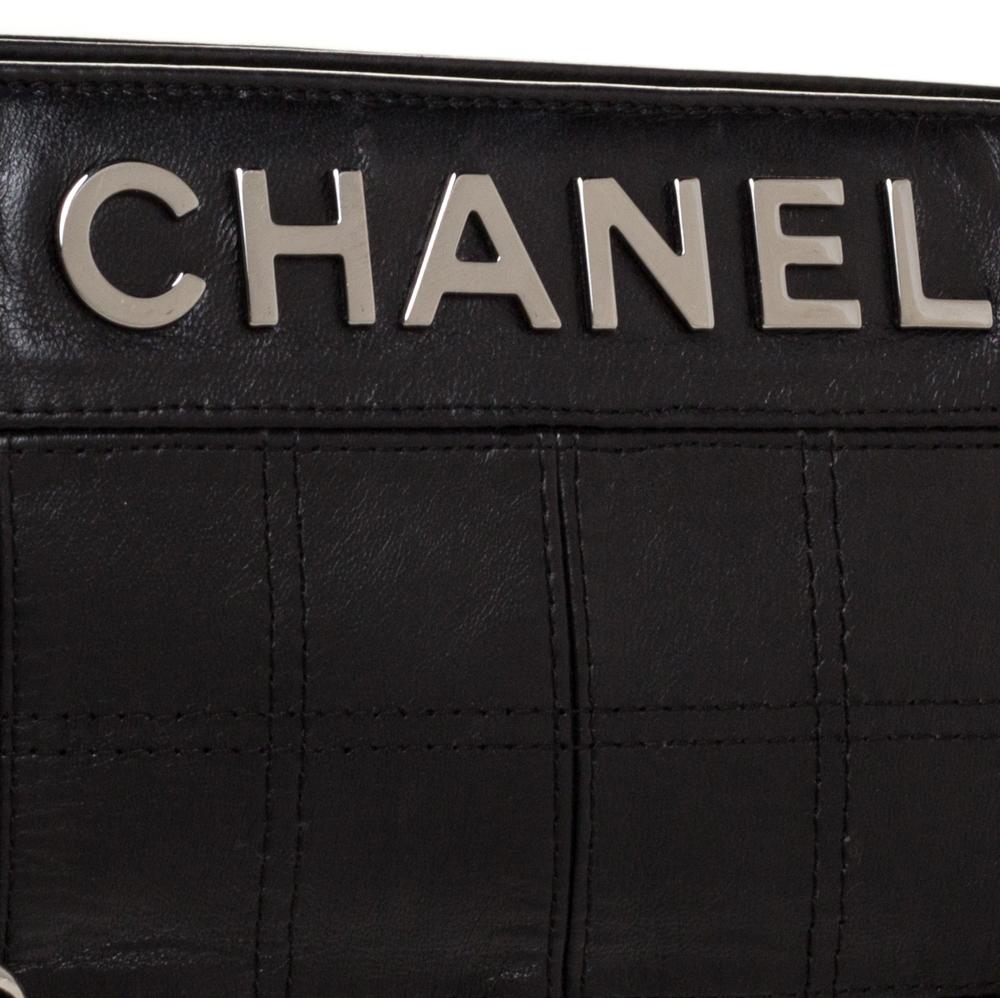 Chanel Black Square Quilted Leather Lax Pochette Bag 3