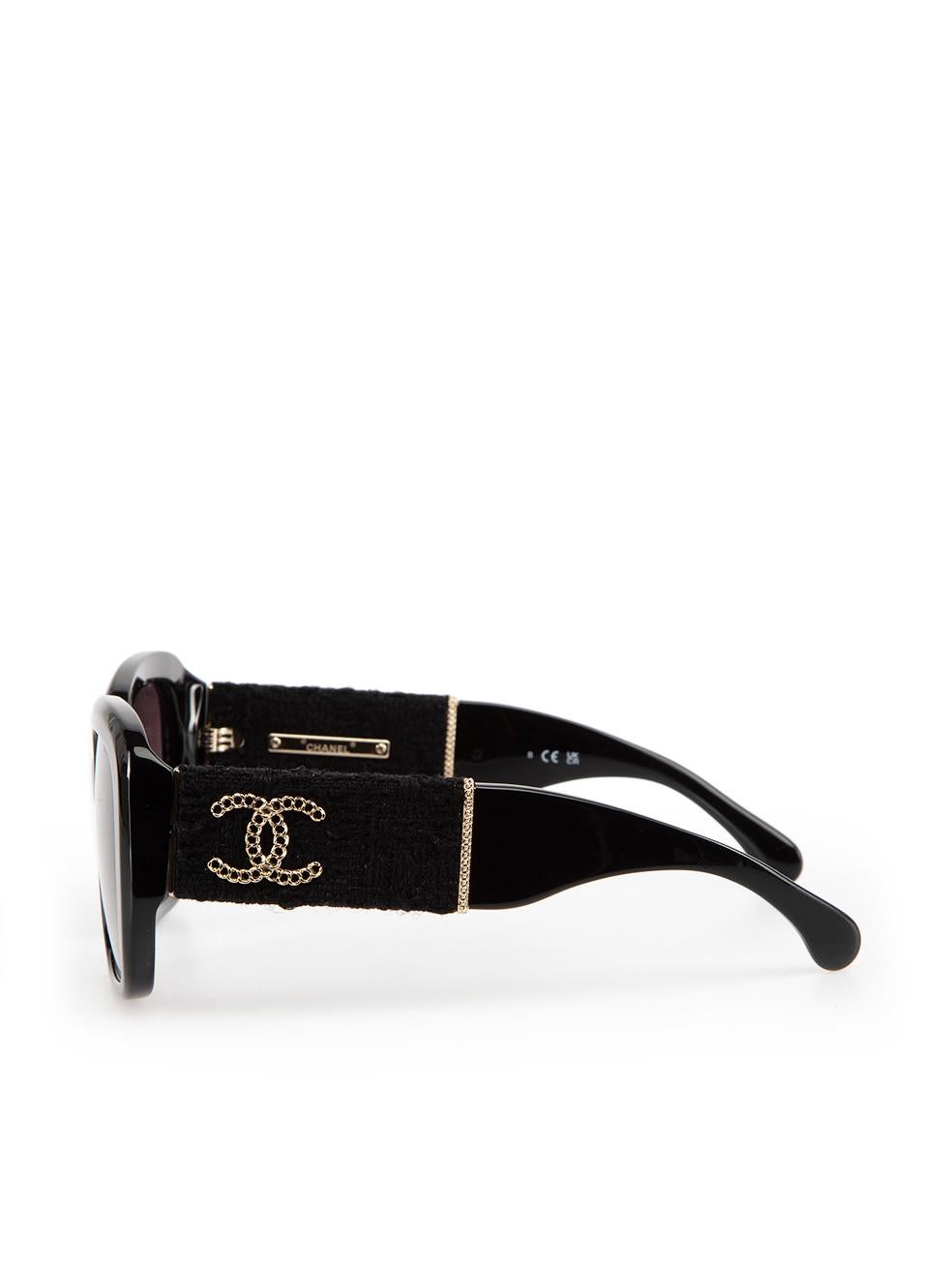 Chanel Black Square Tweed Arms Sunglasses 1