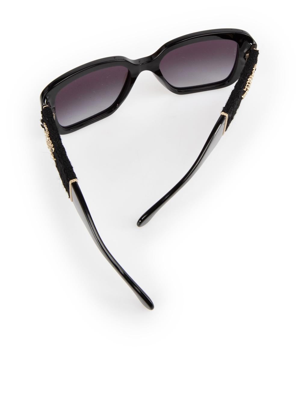Chanel Black Square Tweed Arms Sunglasses 3