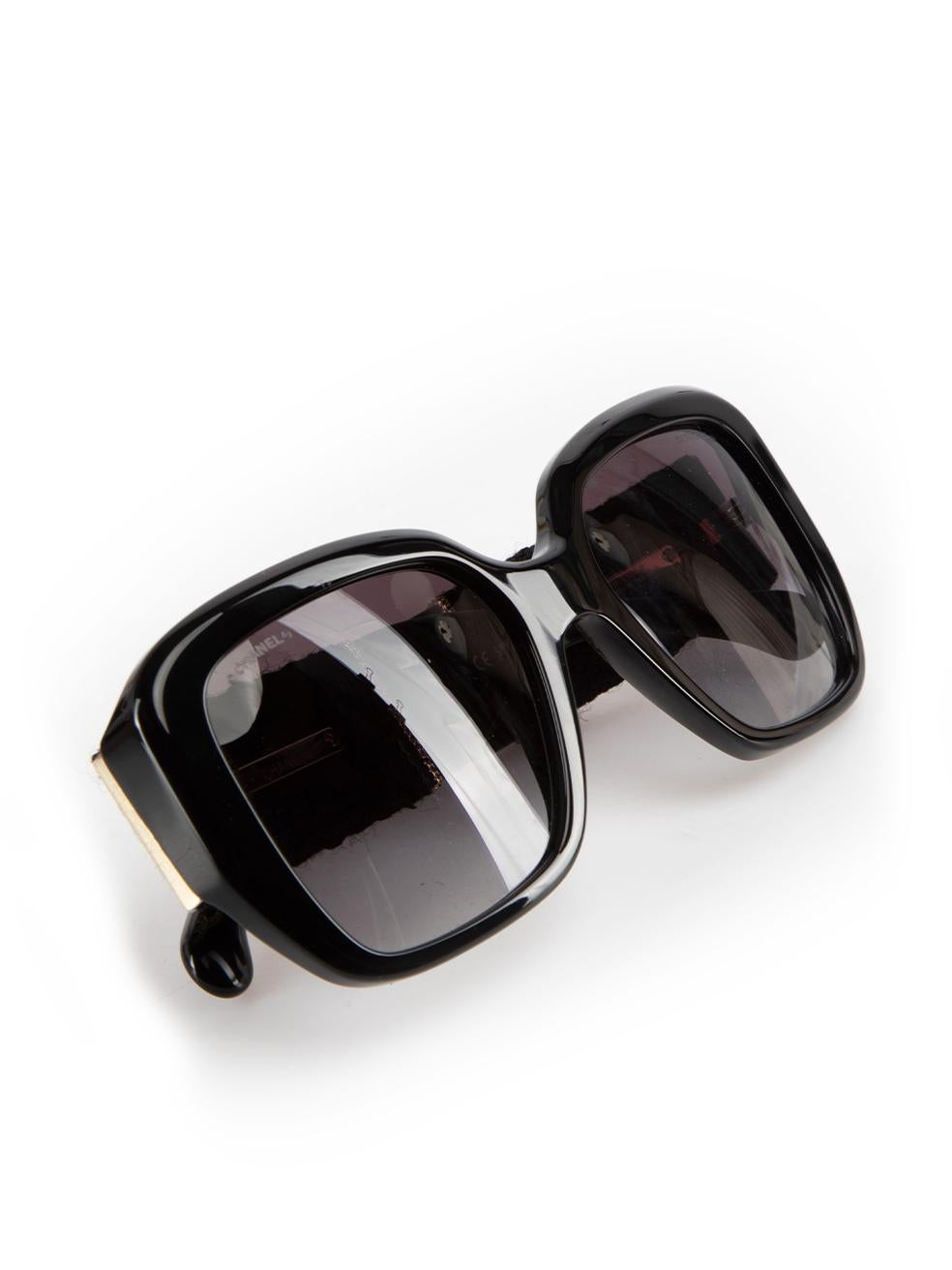 Chanel Black Square Tweed Arms Sunglasses 4