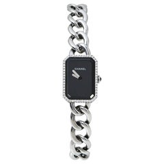 Used Chanel Black Stainless Steel Diamond Premiere Chain H3252 Women's Wristwatch 22 