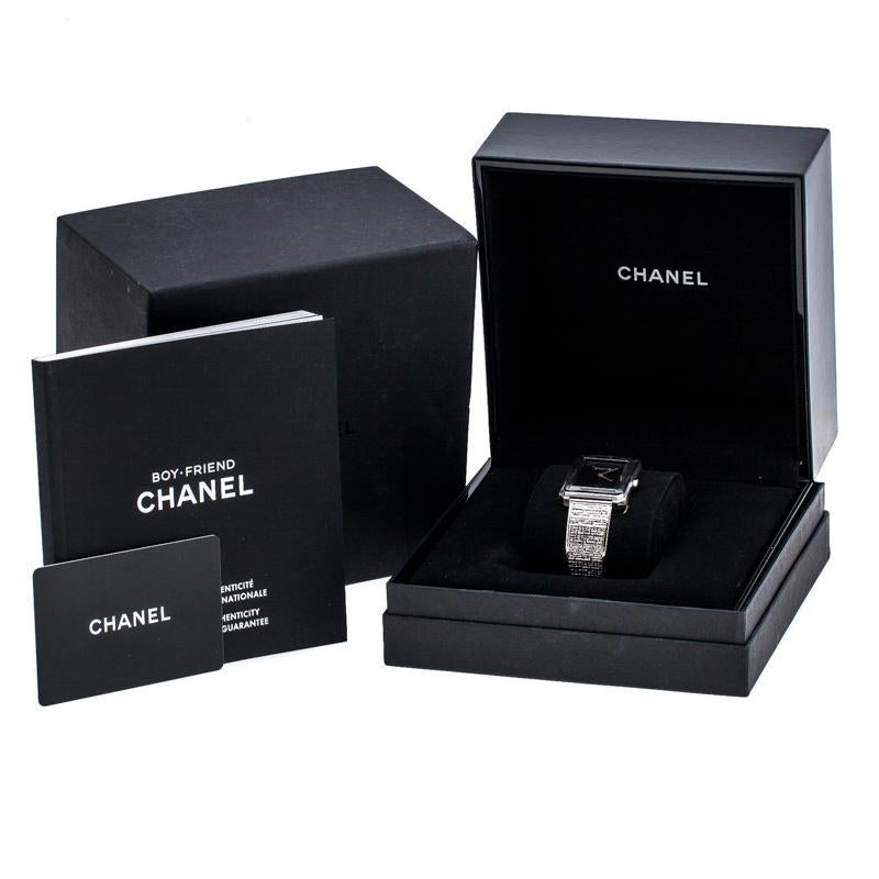 Chanel Black Stainless Steel Guilloche Boy-Friend H4878 Women's Wristwatch 27 mm 1