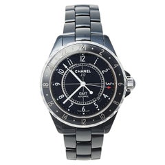 Chanel Black Stainless Steel J12 GMT H3101 Automatic Unisex Wristwatch 42 mm