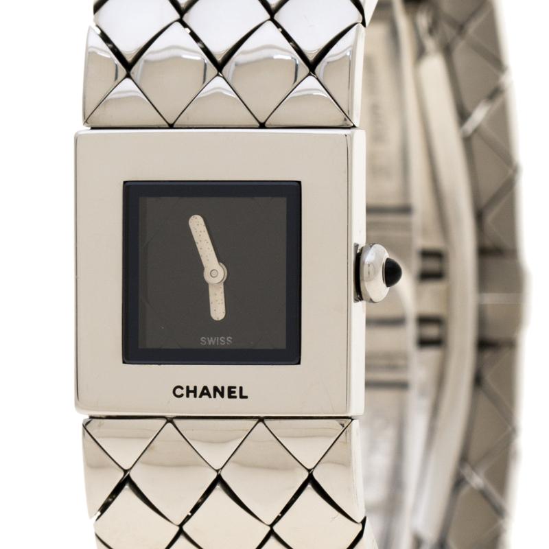 Contemporary Chanel Black Stainless Steel Matelasse CD34755 Women's Wristwatch 19 mm