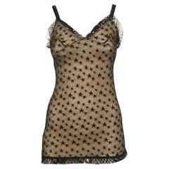 Used Chanel Black Star Lace Strappy Tunic Top S