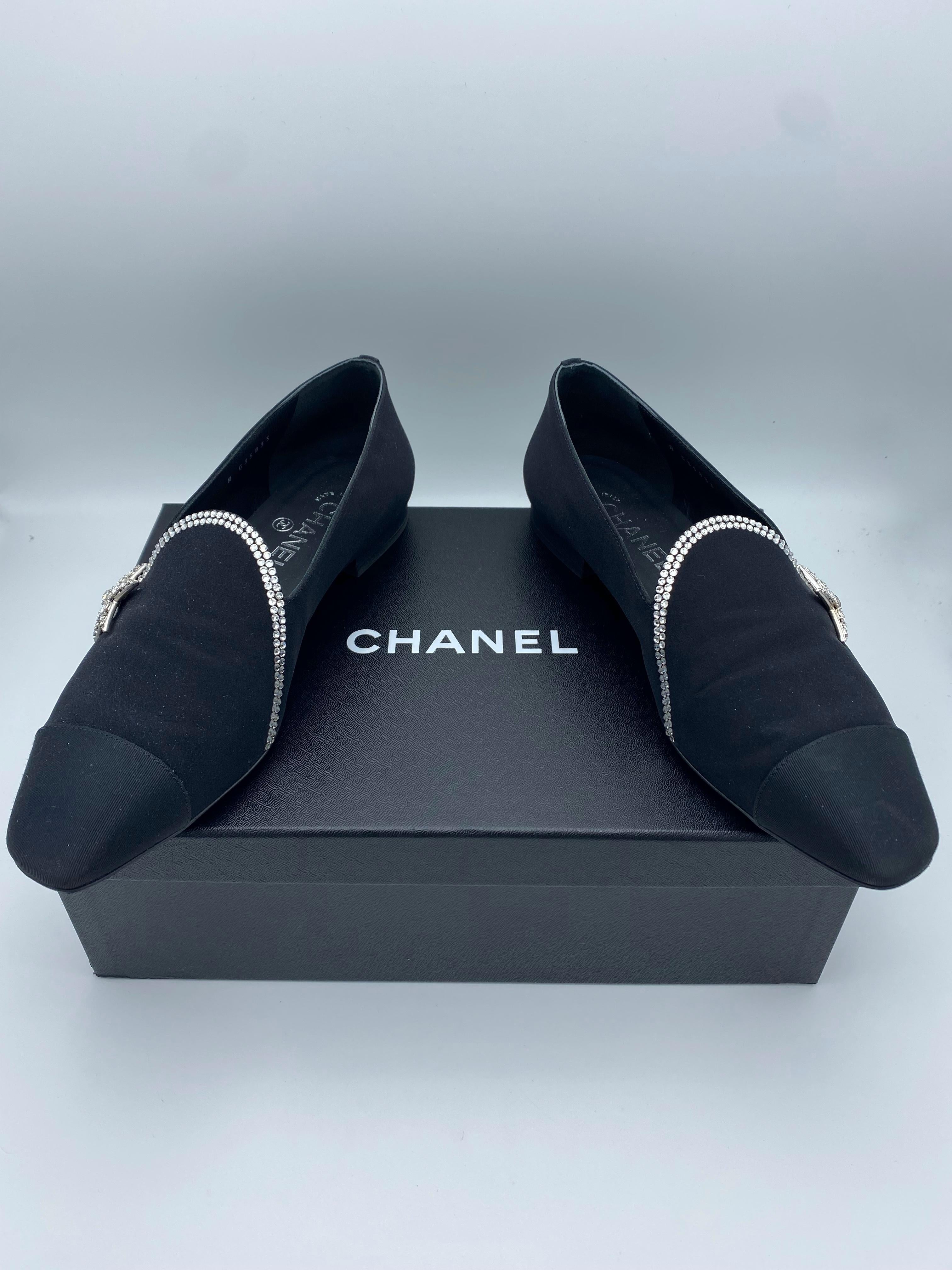 Chanel Black Star Loafers, Size 39 3