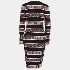 Chanel Black Stipe Pattern Rib Knit Bodycon Dress M