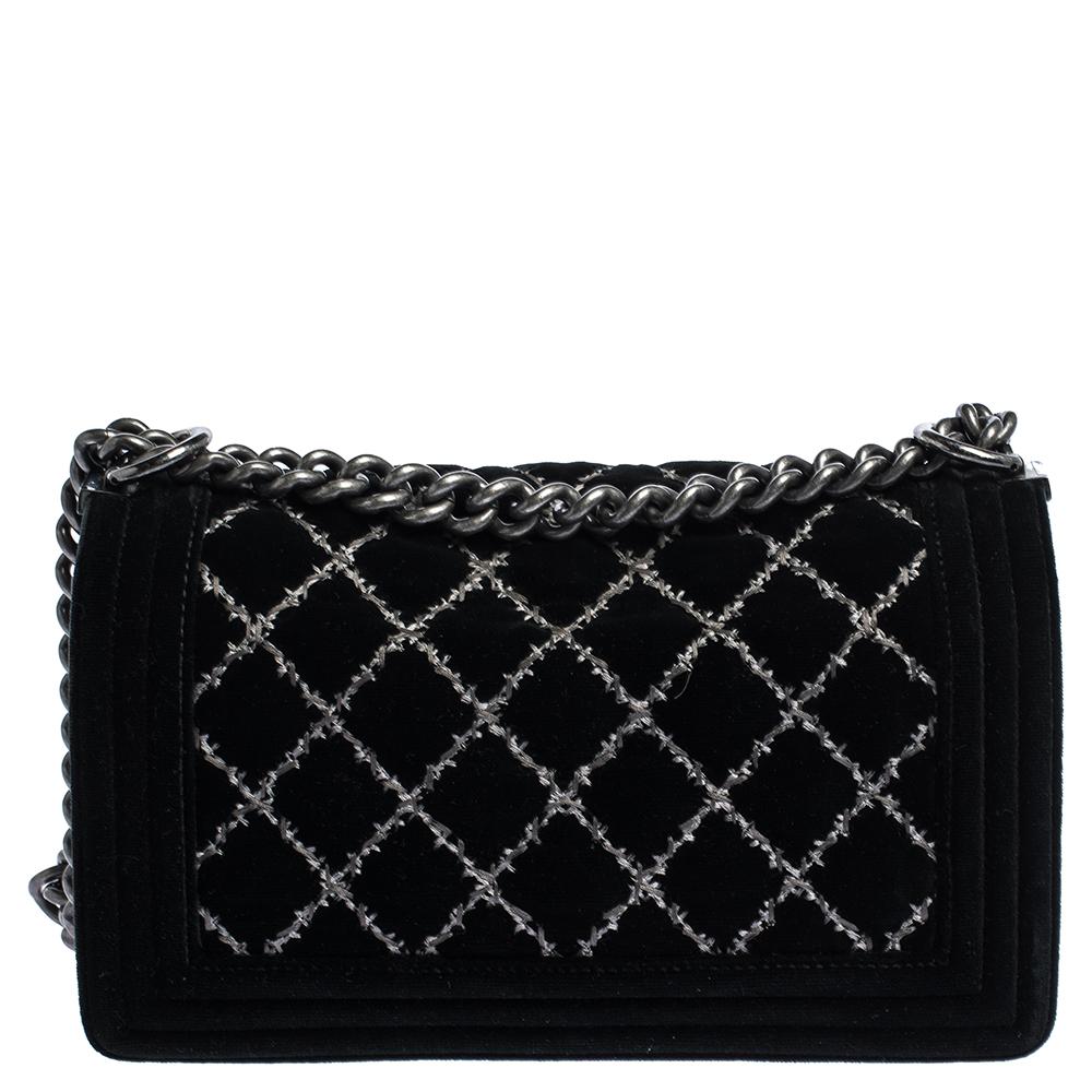 Chanel Black Stitch Quilted Leather Medium Boy Flap Bag 5