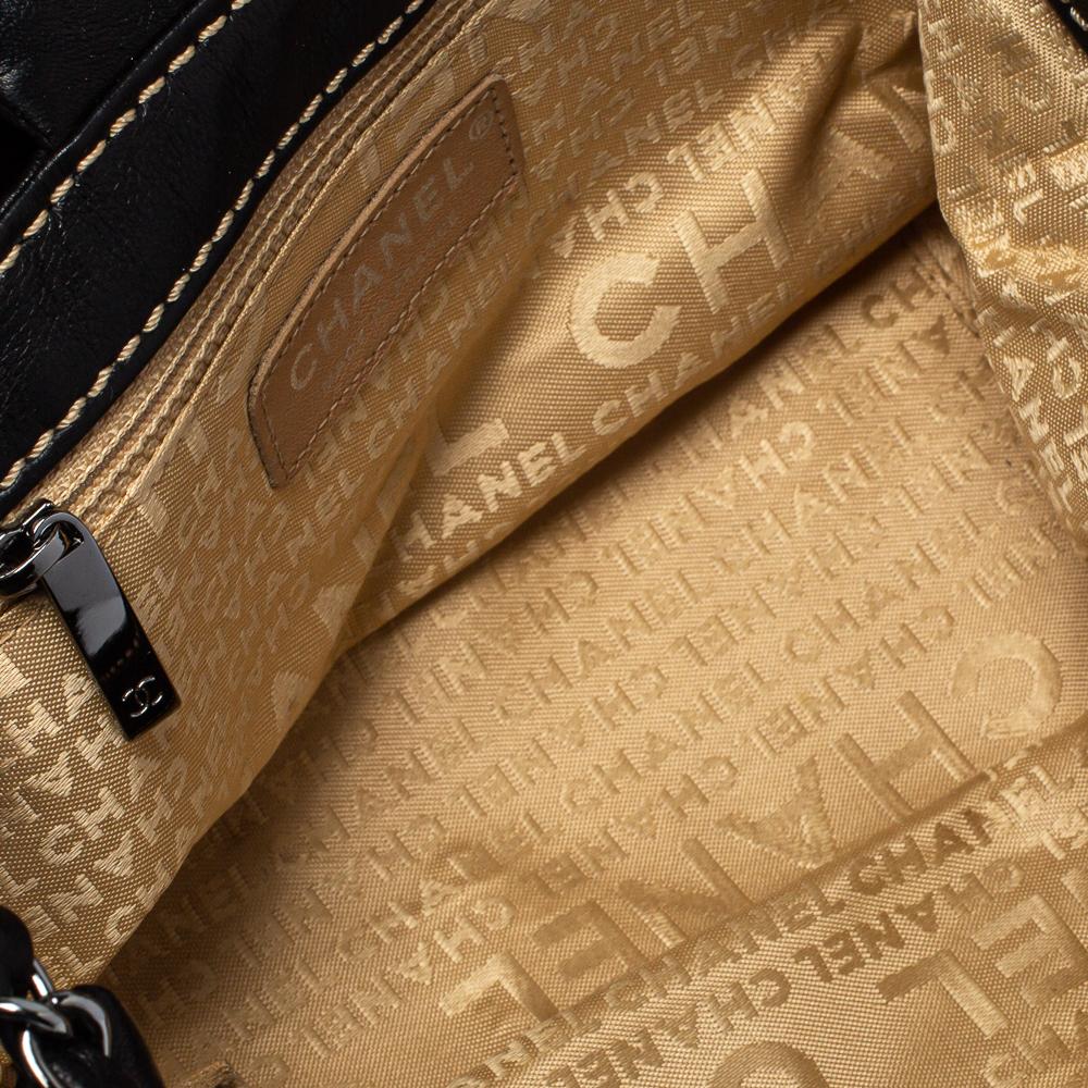 Chanel Black Stitch Quilted Leather Surpique Accordion Flap Bag 6