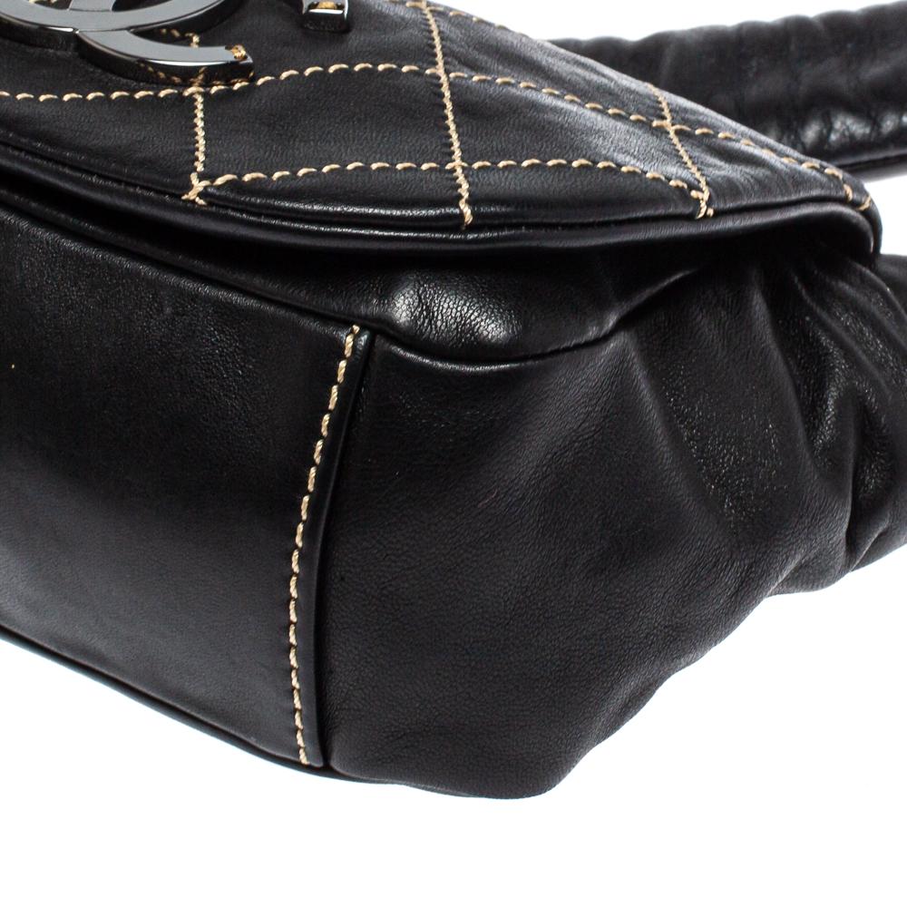 Chanel Black Stitch Quilted Leather Surpique Accordion Flap Bag 3