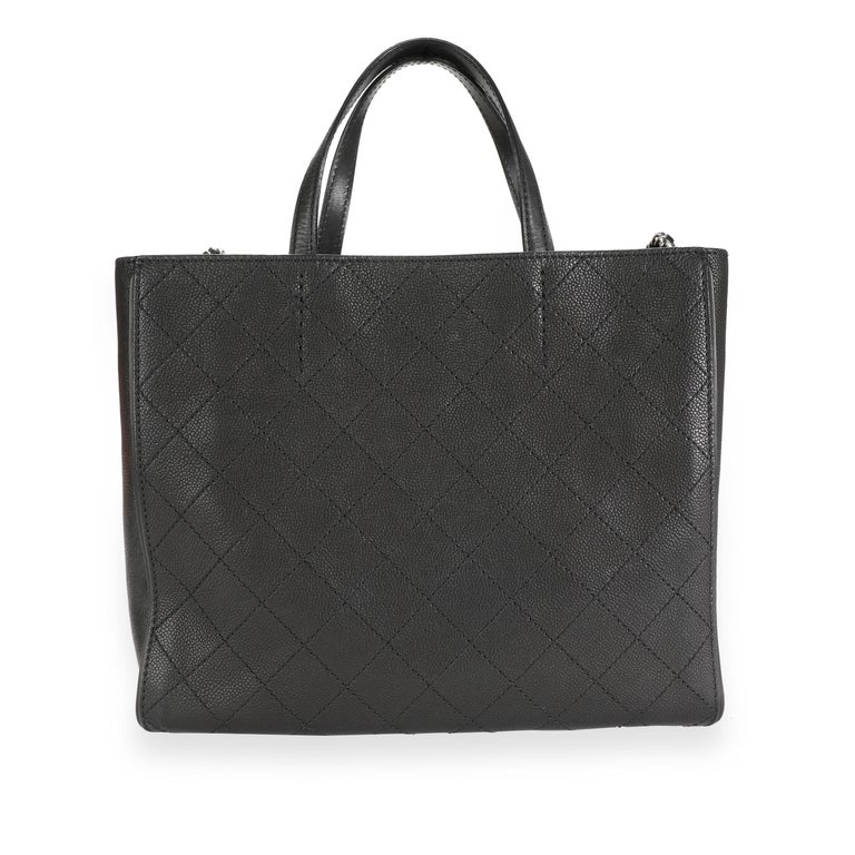 Chanel Grey Quilted Calfskin Leather Hampton Large Flap Tote Bag
