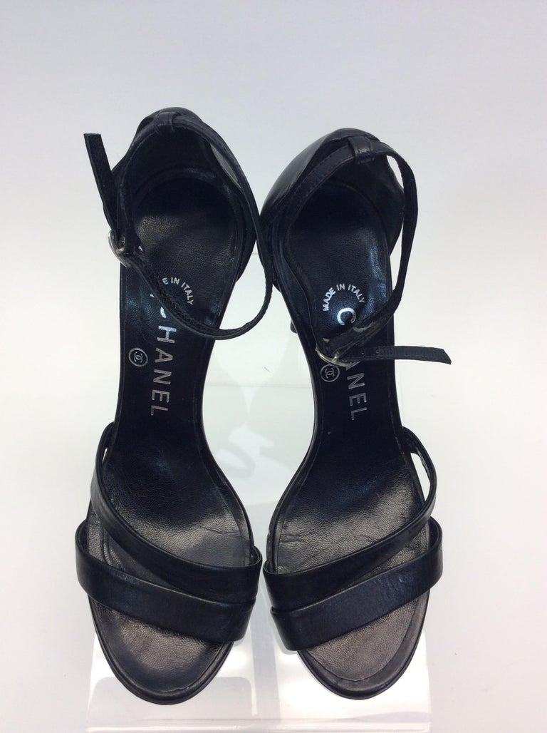 Chanel Black Strappy Heels For Sale at 1stDibs
