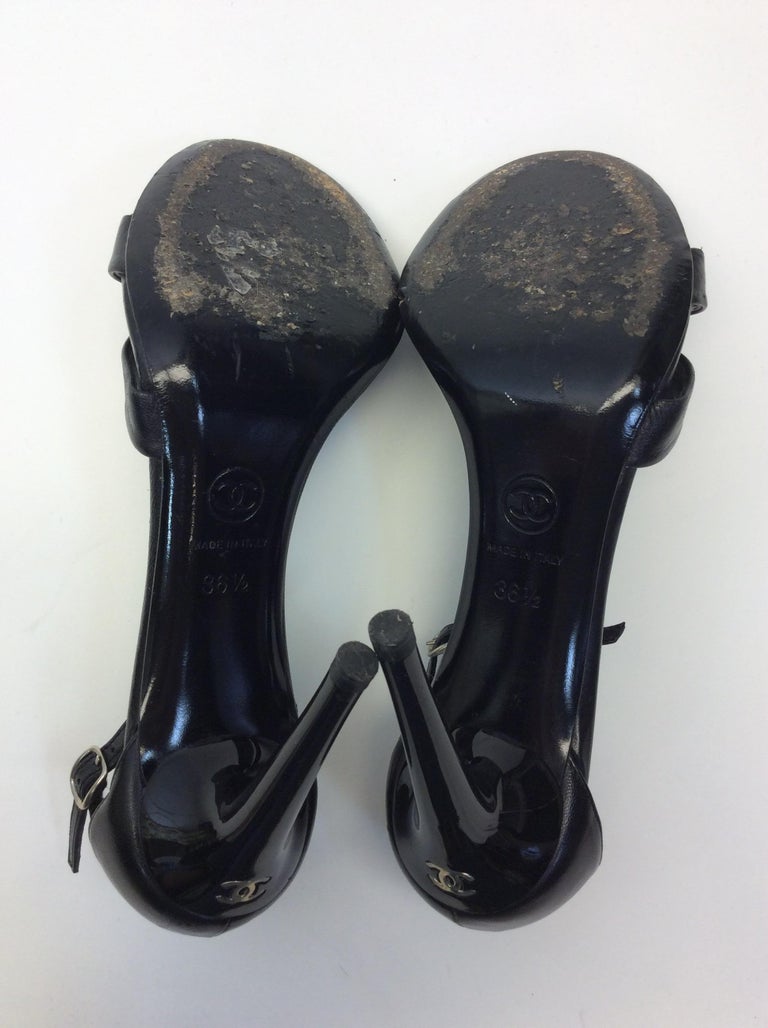 Chanel Black Strappy Heels For Sale at 1stDibs