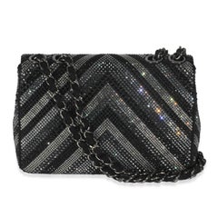 Chanel Black Strass CC Chevron Mini Flap Bag